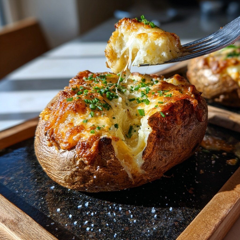 Mittagessen mit Ofenkartoffeln
