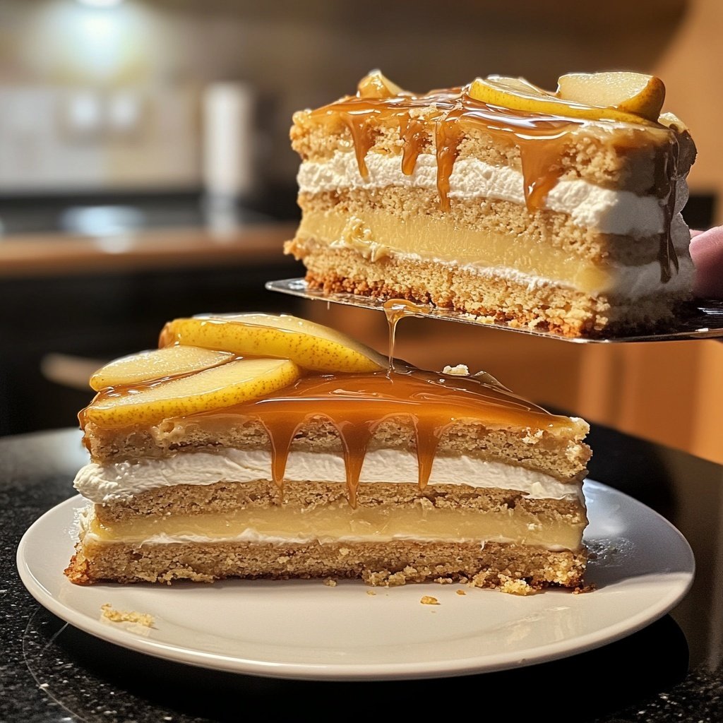 Birnen-Karamell-Käsekuchen-Torte
