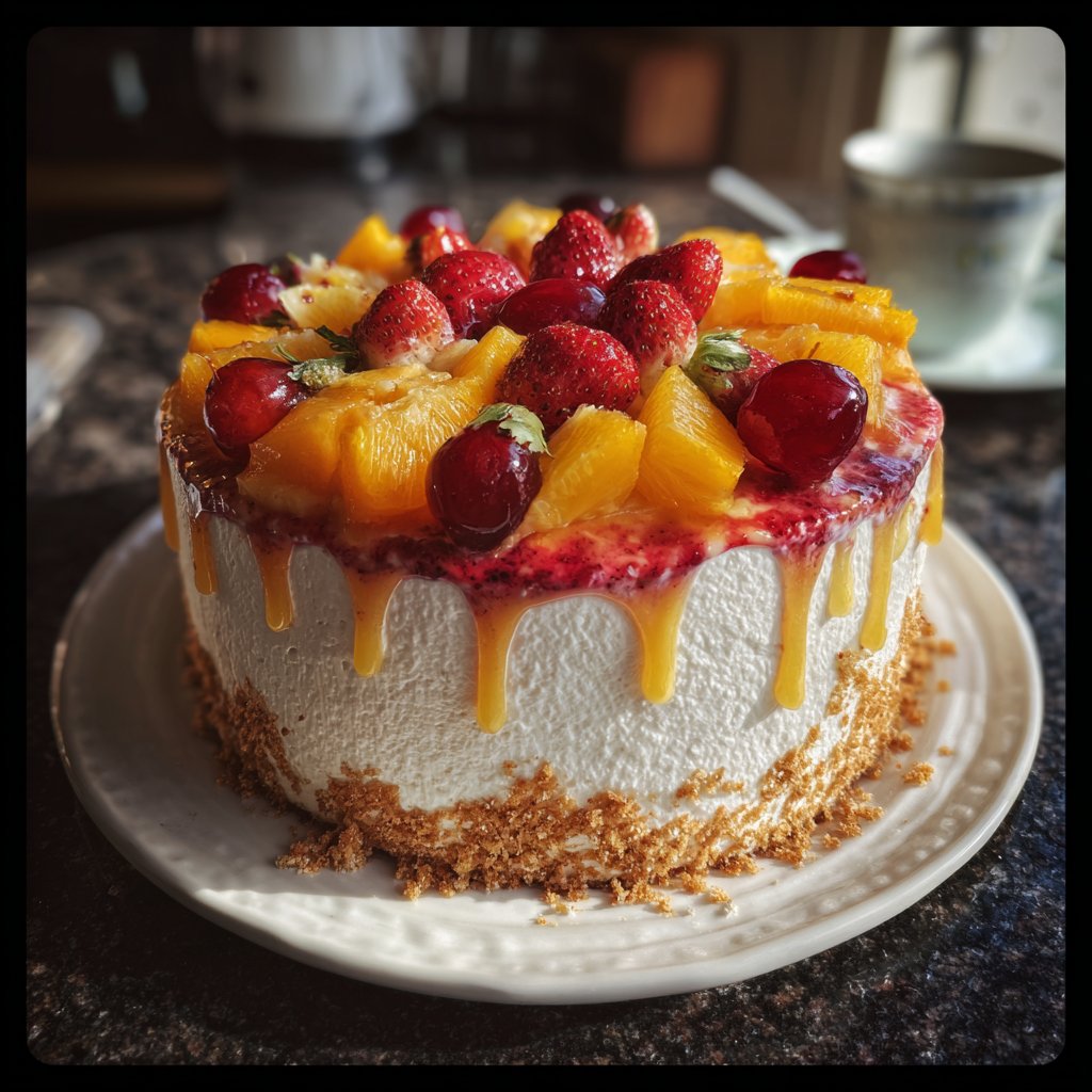 Geburtstagskuchen mit Fruchtspiegel